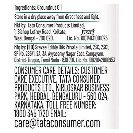 Tata Simply Better Pure and Unrefined Cold Pressed Groundnut Oil 1 ltr