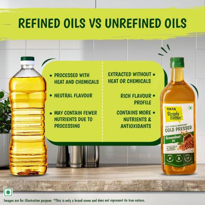 Tata Simply Better Pure and Unrefined Cold Pressed Groundnut Oil 1 ltr