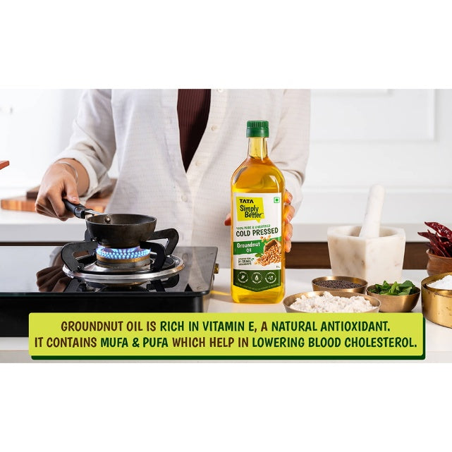 Tata Simply Better Pure and Unrefined Cold Pressed Groundnut Oil 1 ltr