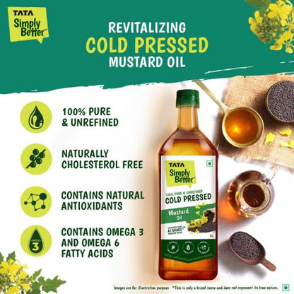 Tata Simply Better Pure & Unrefined Cold Pressed Mustard Oil 1 ltr
