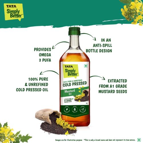 Tata Simply Better Pure & Unrefined Cold Pressed Mustard Oil 1 ltr