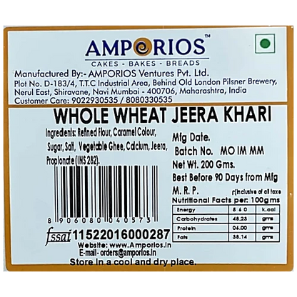 Amporios Whole Wheat Jeera Khari 200 g