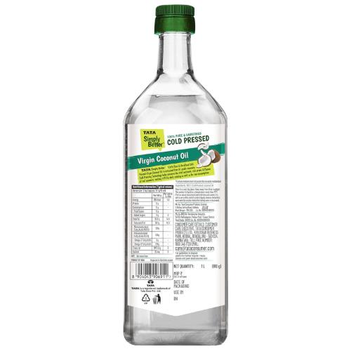 Tata Simply Better Pure and Unrefined Cold Pressed Virgin Coconut Oil 1 ltr