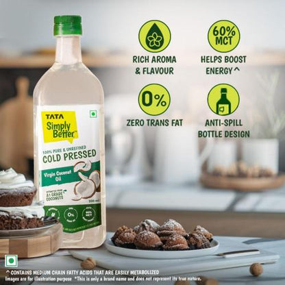 Tata Simply Better Pure and Unrefined Cold Pressed Virgin Coconut Oil 1 ltr