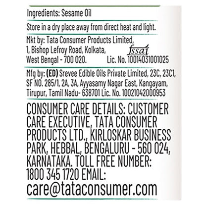 Tata Simply Better Pure & Unrefined Cold Pressed Sesame (Gingelly) Oil 1 ltr