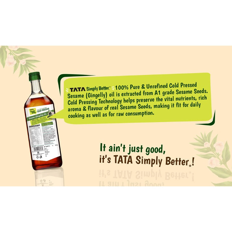 Tata Simply Better Pure & Unrefined Cold Pressed Sesame (Gingelly) Oil 1 ltr