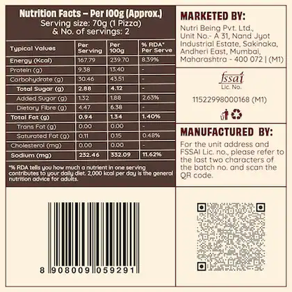 The Health Factory Zero Maida Pizza Base (2 Pcs) 140 g