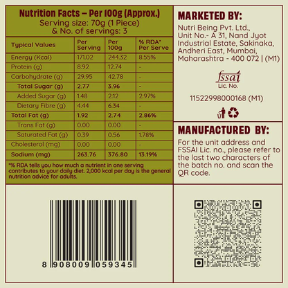 The Health Factory Zero Maida Kulcha Bread (3 Pcs) 210 g