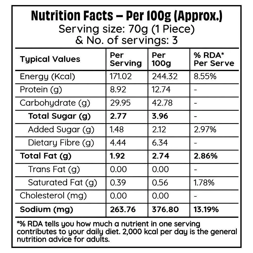 The Health Factory Zero Maida Kulcha Bread (3 Pcs) 210 g