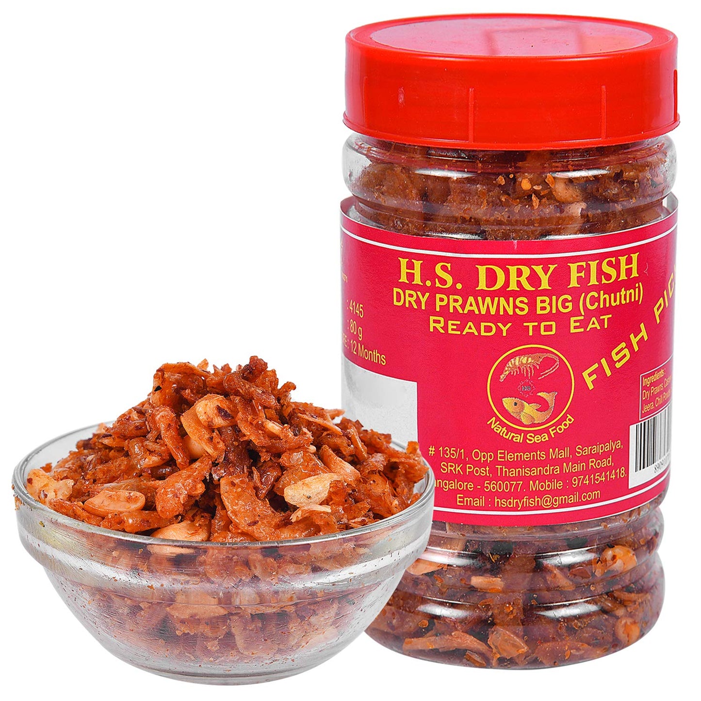 H.S Dry Fish Ready to Eat Big Prawns Chutney 100 g