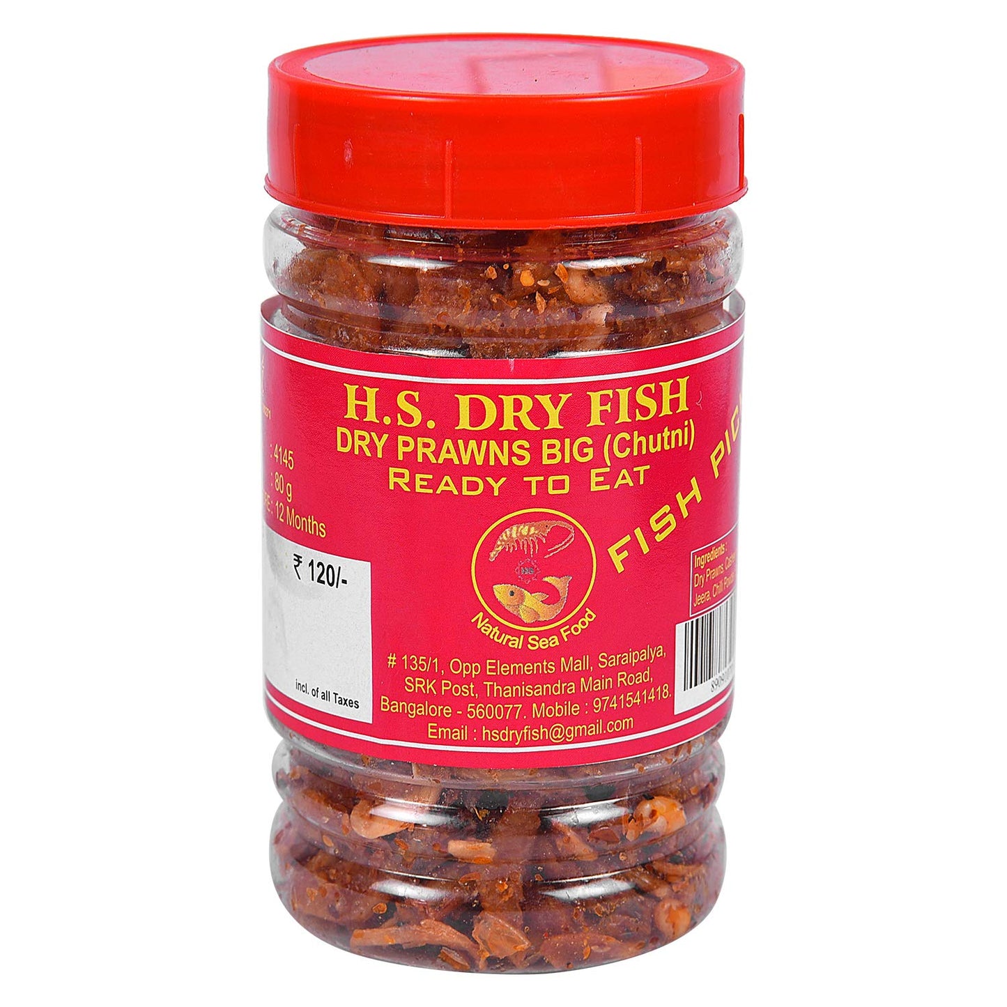 H.S Dry Fish Ready to Eat Big Prawns Chutney 100 g
