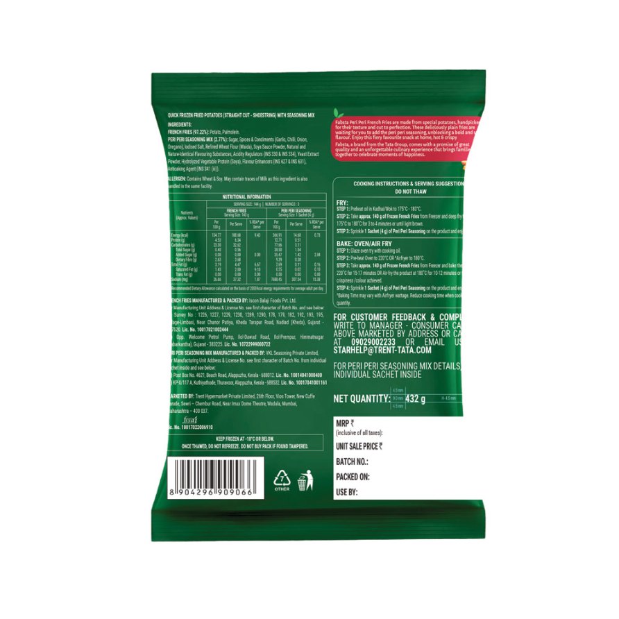 Fabsta Fresh Fries Peri Peri, 432 g