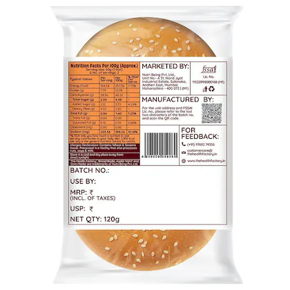 The Health Factory Zero Maida Burger Bun 120 g