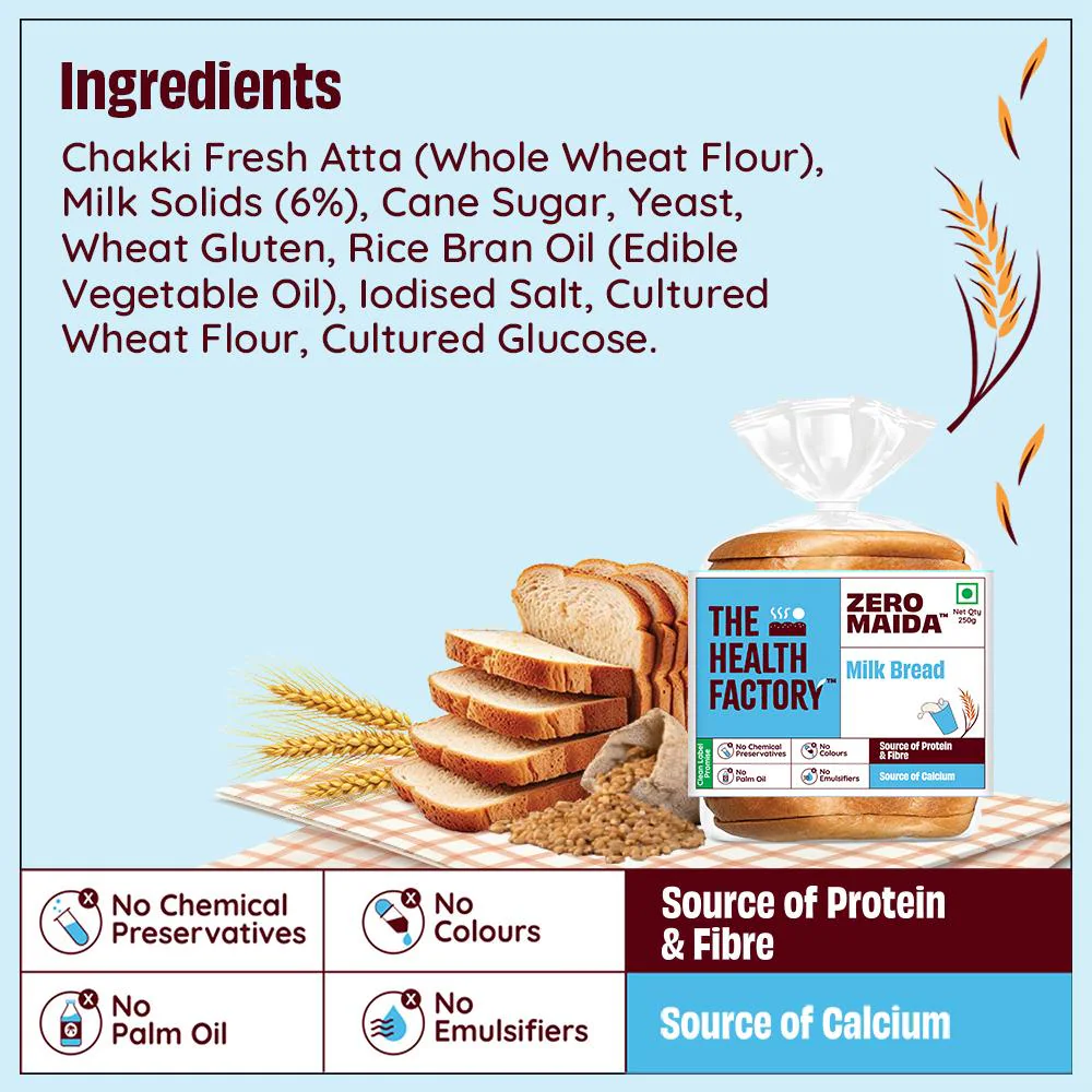 The Health Factory Zero Maida Milk Bread 250 g
