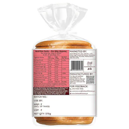 The Health Factory Zero Maida Multigrain Bread 375 g
