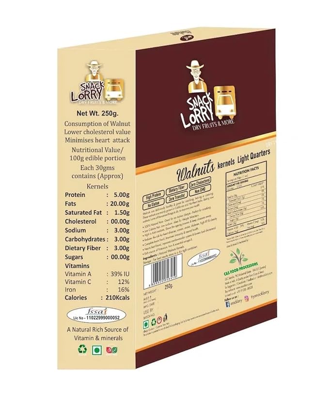 Snacklorry Daily Walnuts Kernels (Brown Brokens) 250 g