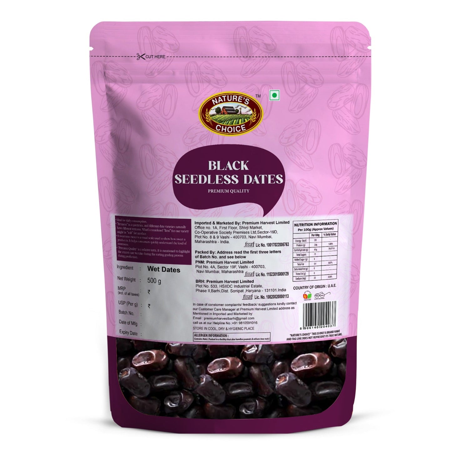 Nature's Choice Black Seedless Date 500 g