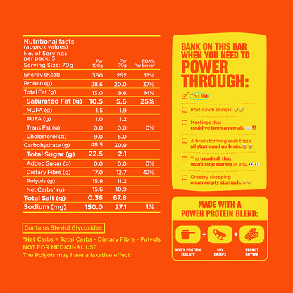 Yoga Bar Power Up Choco Peanut Butter Protein Bar 70 g