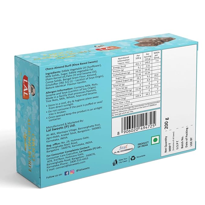 Lal Choco Almond Burfi 200 gm