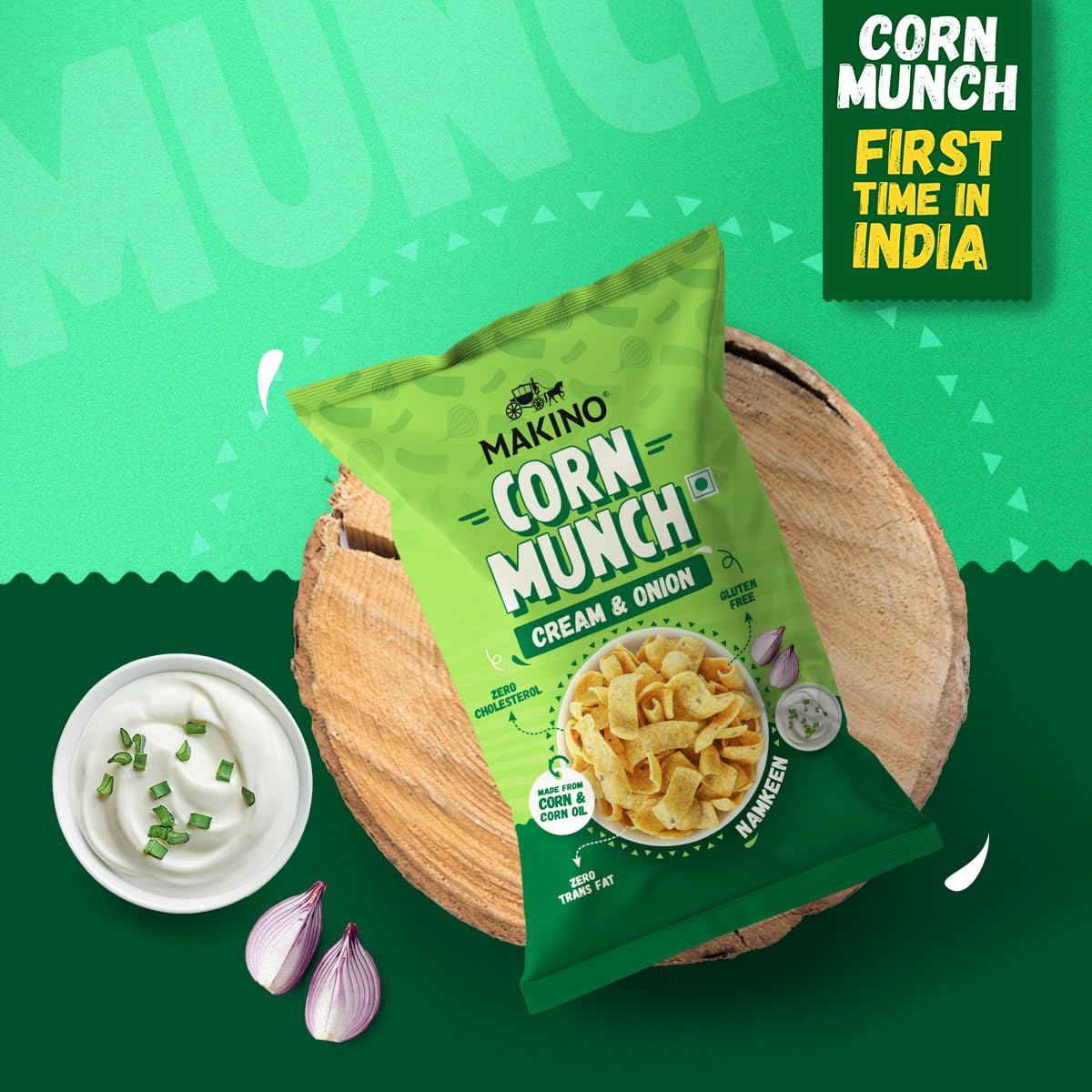 Makino Corn Munch Cream N Onion Namkeen 150 gm