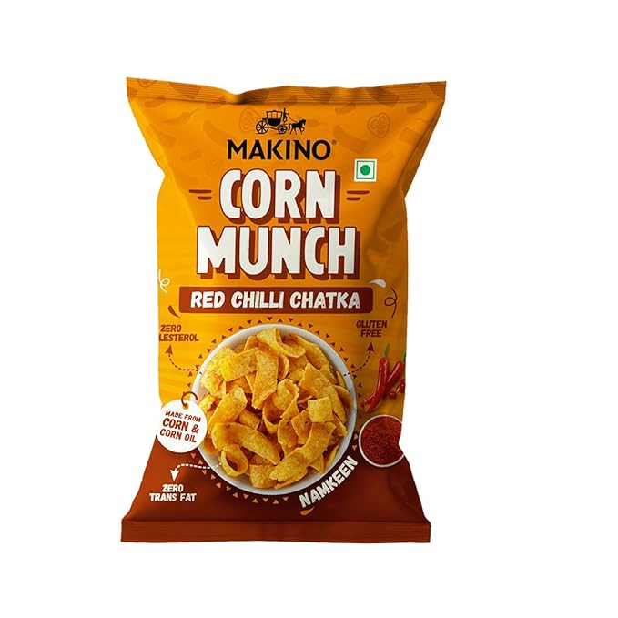 Makino Corn Munch Red Chilli Chatka Namkeen 150 g
