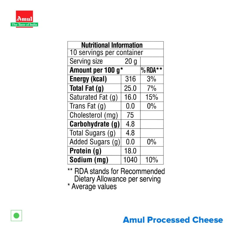 Amul A Plus Cheese Slices 200 g