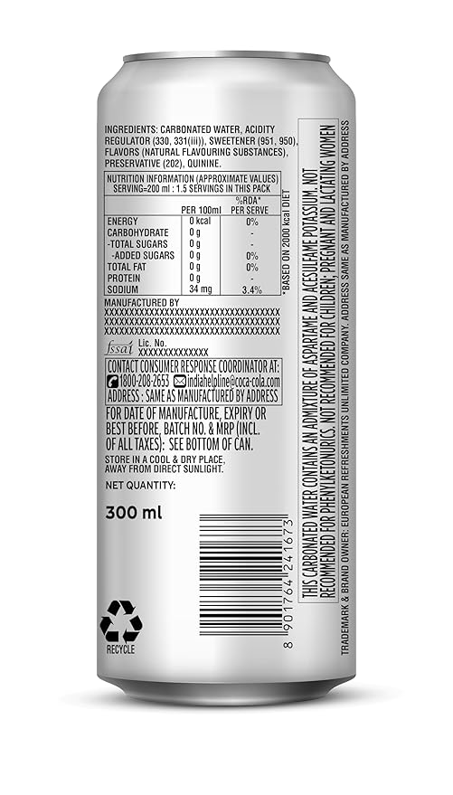 Schweppes Zero Tonic Water Can 300 ml