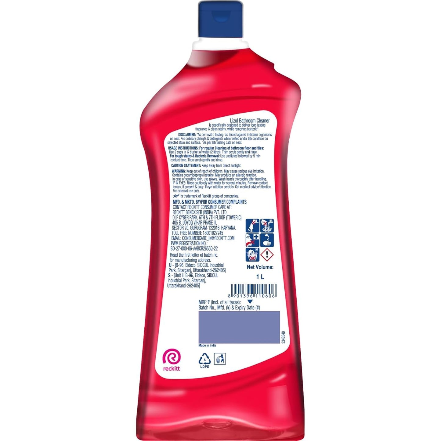 Lizol Fresh & Clean Bathroom Cleaner Floral 1 Ltr
