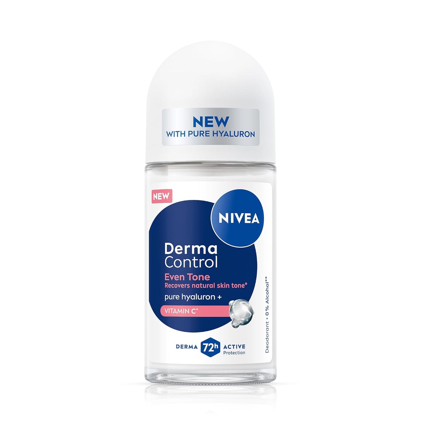 Nivea Derma Control Eventone, 0% Alcohol, Pure Hyaluron &Vit C, Underarm Roll On Women 50 ml
