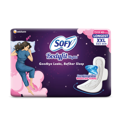 Sofy Women Bodyfit Night Protection XXL Sanitary Pads pack of 40 pads