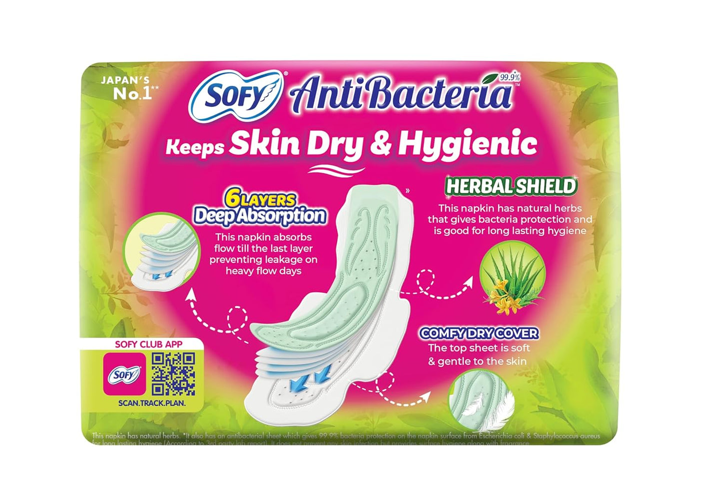Sofy Antibacterial Sanitary Pad XL pack of 14 pads