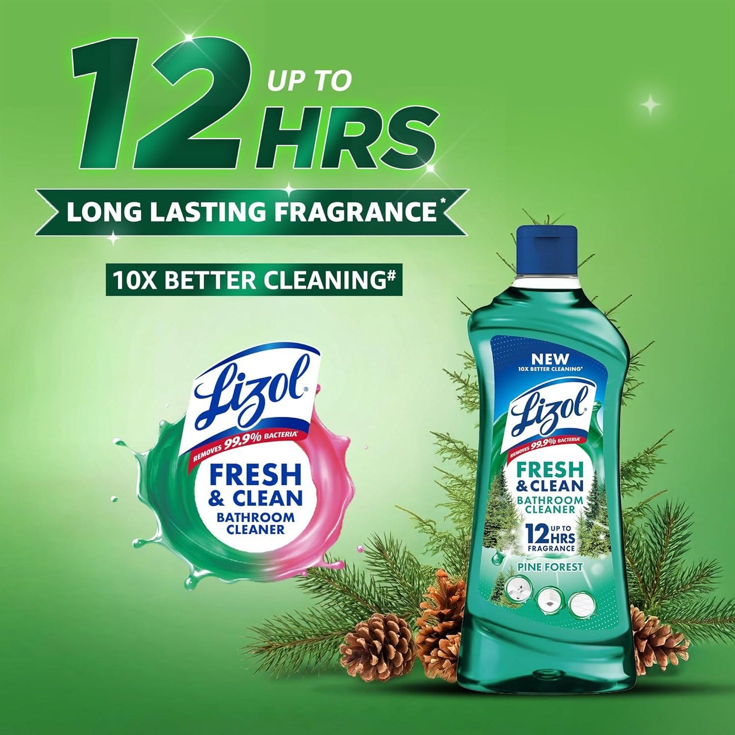 Lizol Fresh & Clean Pine Bathroom Cleaner 1 Ltr