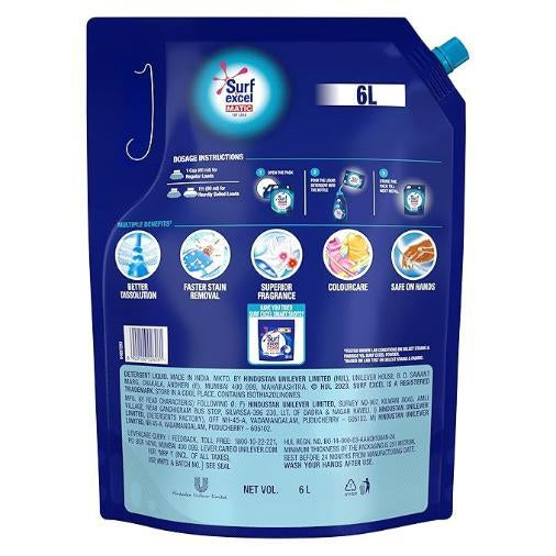 Surf Excel Matic Liquid Detergent Top Load Pouch 6 Ltr