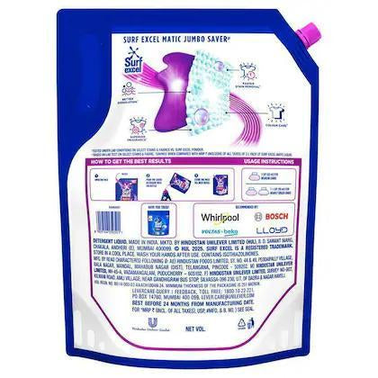 Surf Excel Matic Liquid Detergent Front Load Pouch 6 Ltr