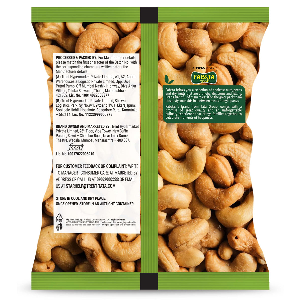Fabsta Cashewnut W320 Roasted 200 g