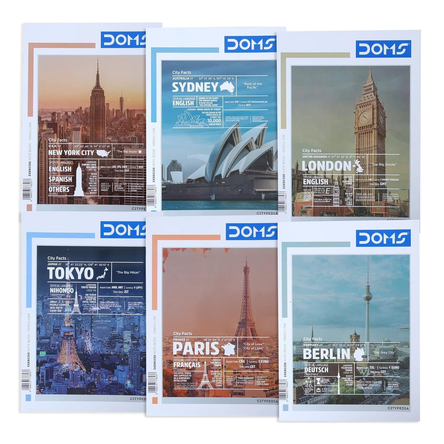 Doms Single Line Note Book 140 Pages (Pack of 6)