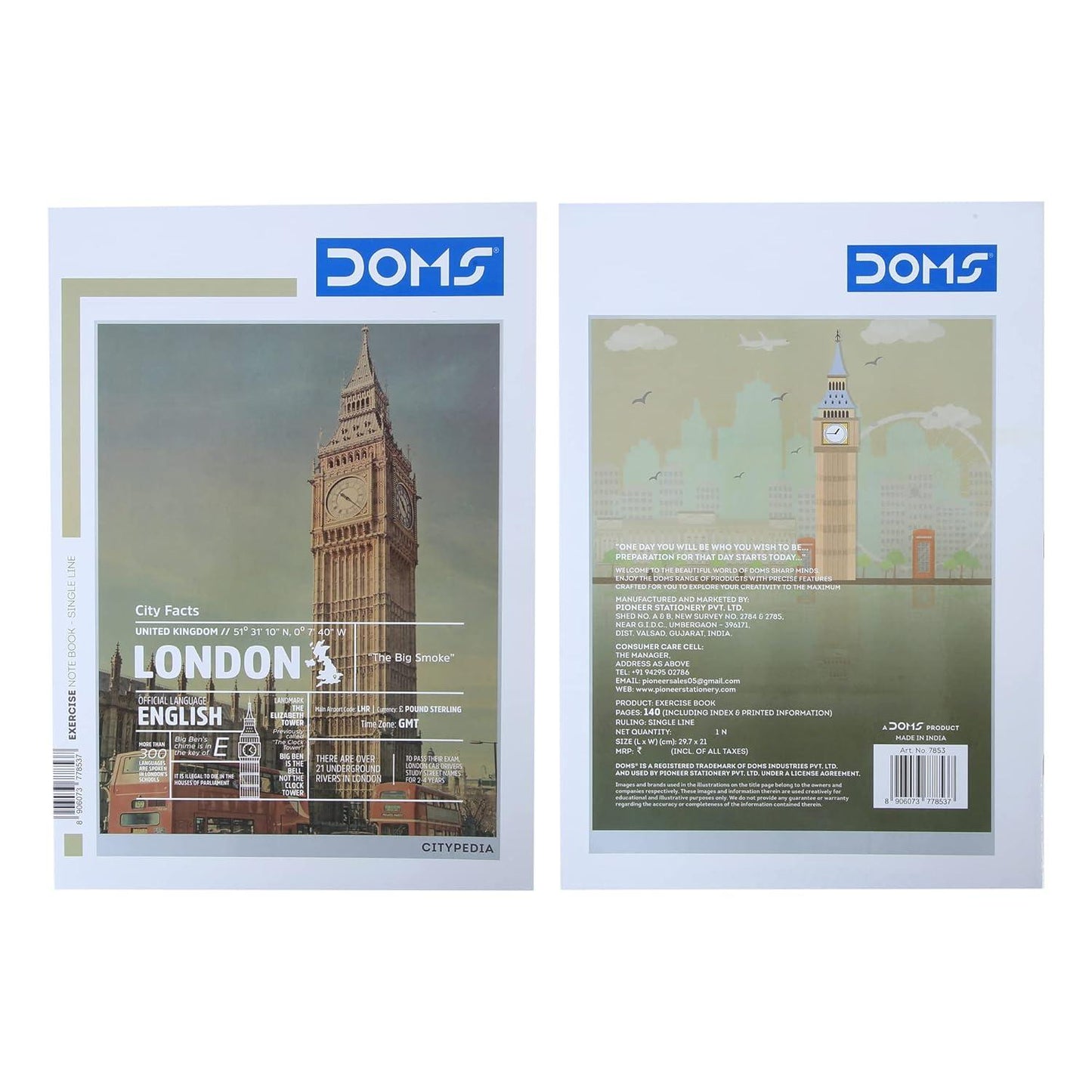 Doms Single Line Note Book 140 Pages (Pack of 6)