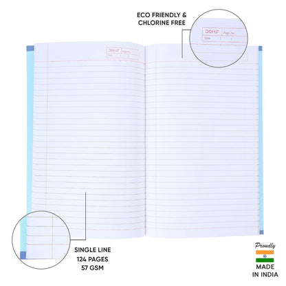 Doms Single Line Note Book 124 Pages (Pack of 6)