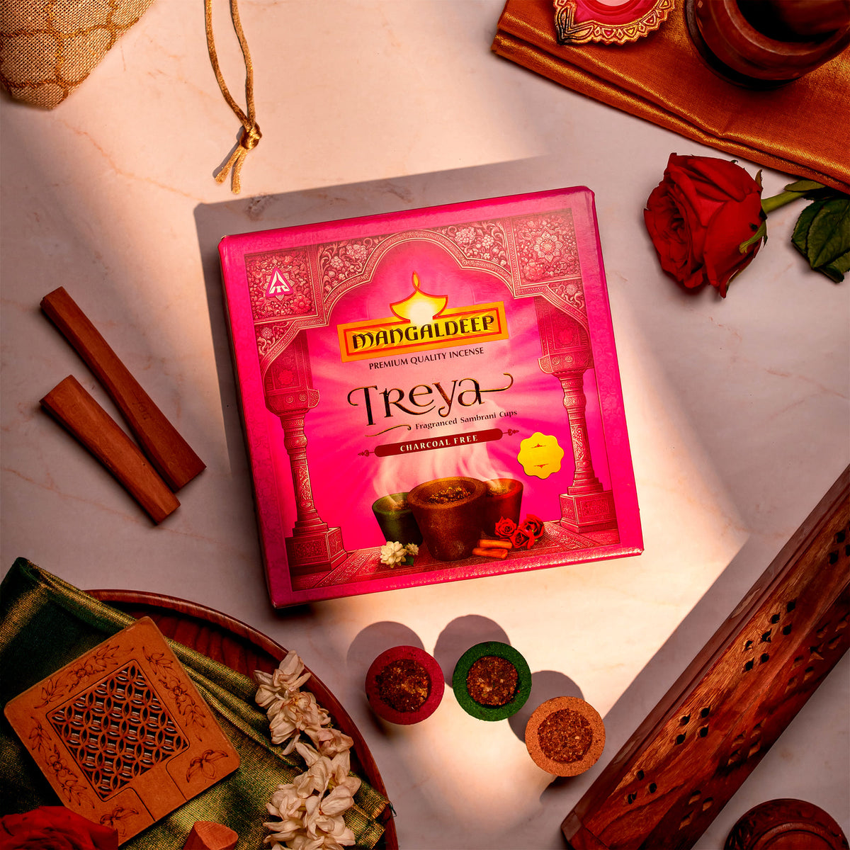 Mangaldeep Treya 3in1 Sambrani Cups 9 Cups