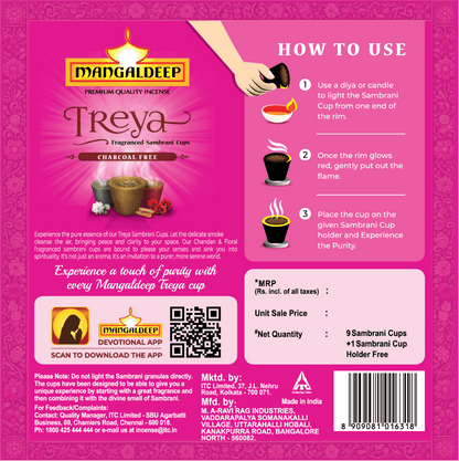 Mangaldeep Treya 3in1 Sambrani Cups 9 Cups