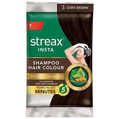 Streax Insta Shampoo Hair Colour Dark Brown 25 ml