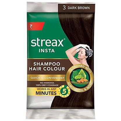 Streax Insta Shampoo Hair Colour Dark Brown 25 ml