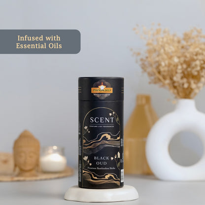 Mangaldeep Scent Premium Bambooless Dhoop Sticks Black Oud Ceramic Stand Inside with Essential Oils 28 Sticks
