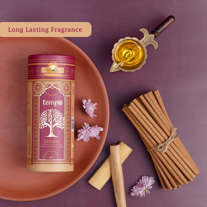 Mangaldeep Temple Premium Bambooless Dhoop Sticks Javadu Ceramic Stand Inside with Essential Oils 28 Sticks