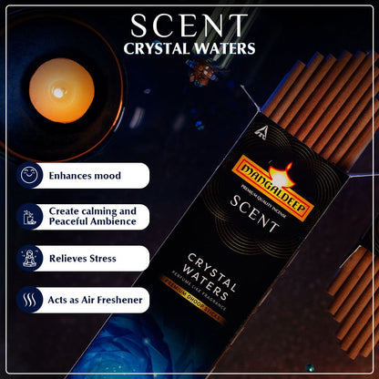 Mangaldeep Scented Bambooless Dhoop Sticks (Charcoal Free) Crystal Water 24 Sticks