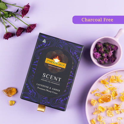 Mangaldeep Scent Premium Bambooless Dhoop Cones with Lavender and Amber fragrances 40 cones