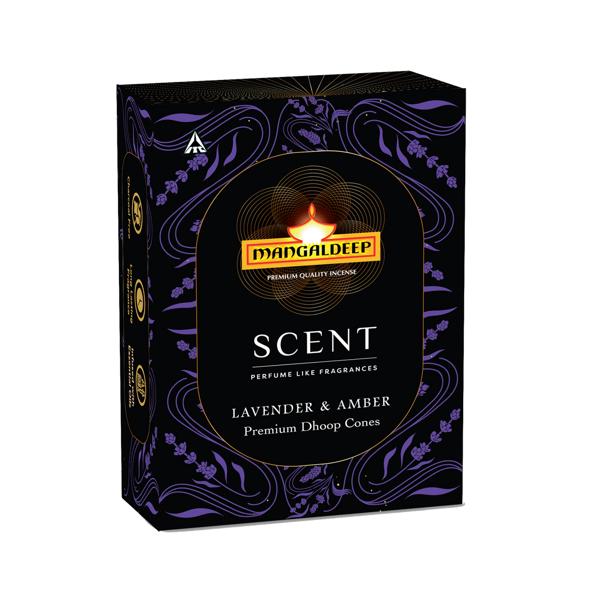 Mangaldeep Scent Premium Bambooless Dhoop Cones with Lavender and Amber fragrances 40 cones