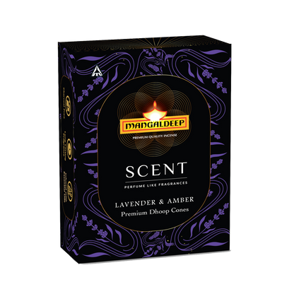 Mangaldeep Scent Premium Bambooless Dhoop Cones with Lavender and Amber fragrances 40 cones