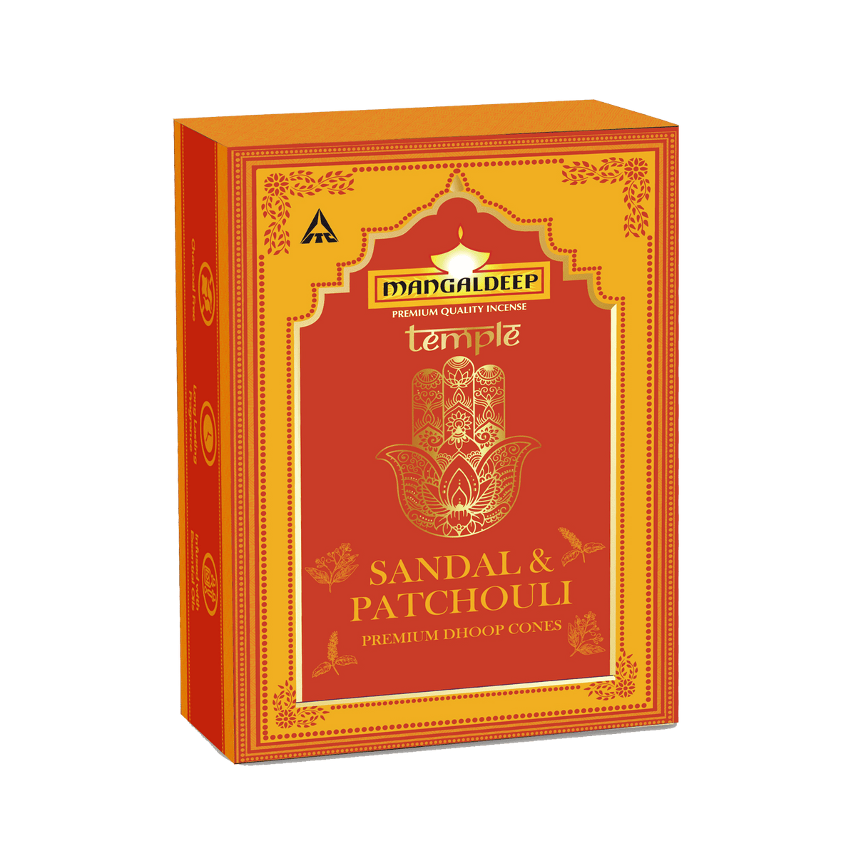 Mangaldeep Temple Premium Bambooless Dhoop Cones Sandal & Patchouli Ceramic Stand Inside Charcoal Free 40 Cones