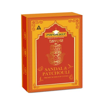 Mangaldeep Temple Premium Bambooless Dhoop Cones Sandal & Patchouli Ceramic Stand Inside Charcoal Free 40 Cones